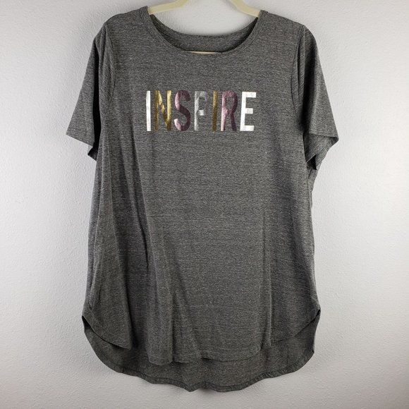 Lane Bryant Women's Size 14/16 Inspire Graphic Tee Shirt Heather Gray Round Hem - Picture 1 of 7